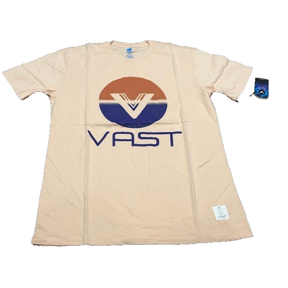 NWT VastLife Mens Spell Out Graphic T-Shirt Short Sleeve Crew Neck Peach Size L - Picture 1 of 9